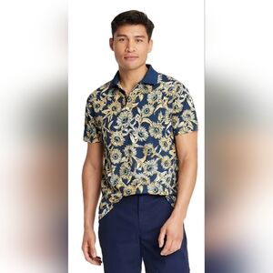 Goodfellow & Co Navy Sunflower Pattern Polo Golf Shirt NWT Size M 2780BA